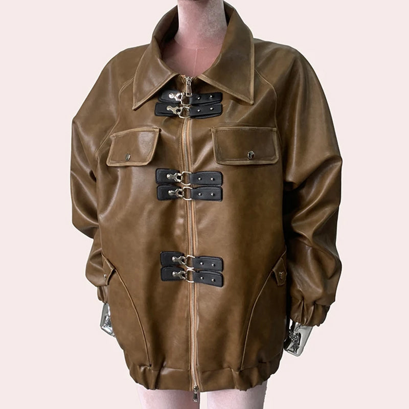 Women's Oversized Leather Jacket