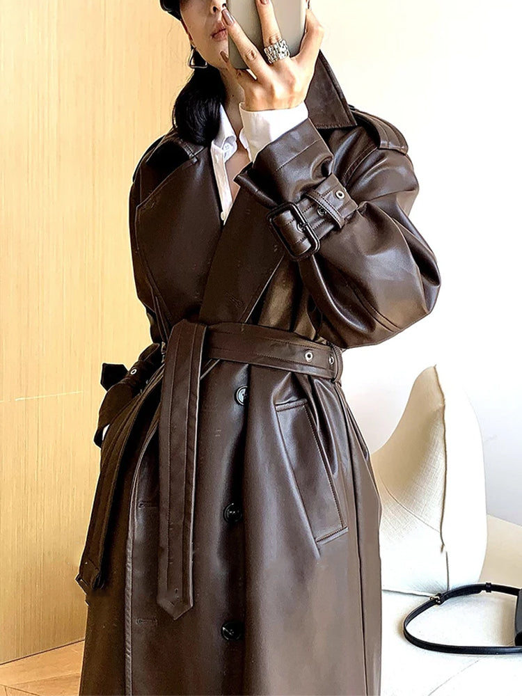 Women's Leather Trench Coat