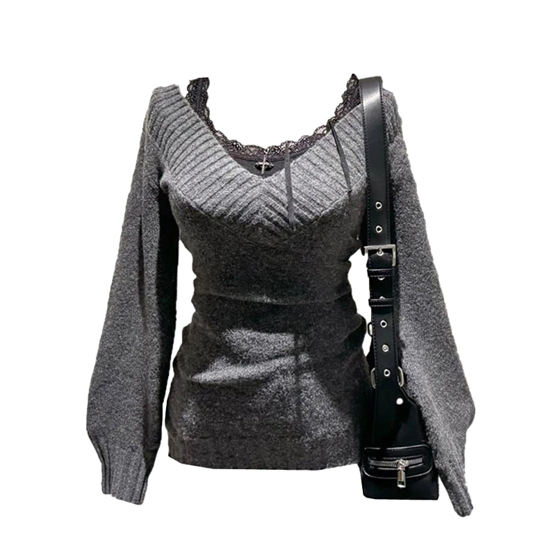 Women's Knitted Pullover Gray