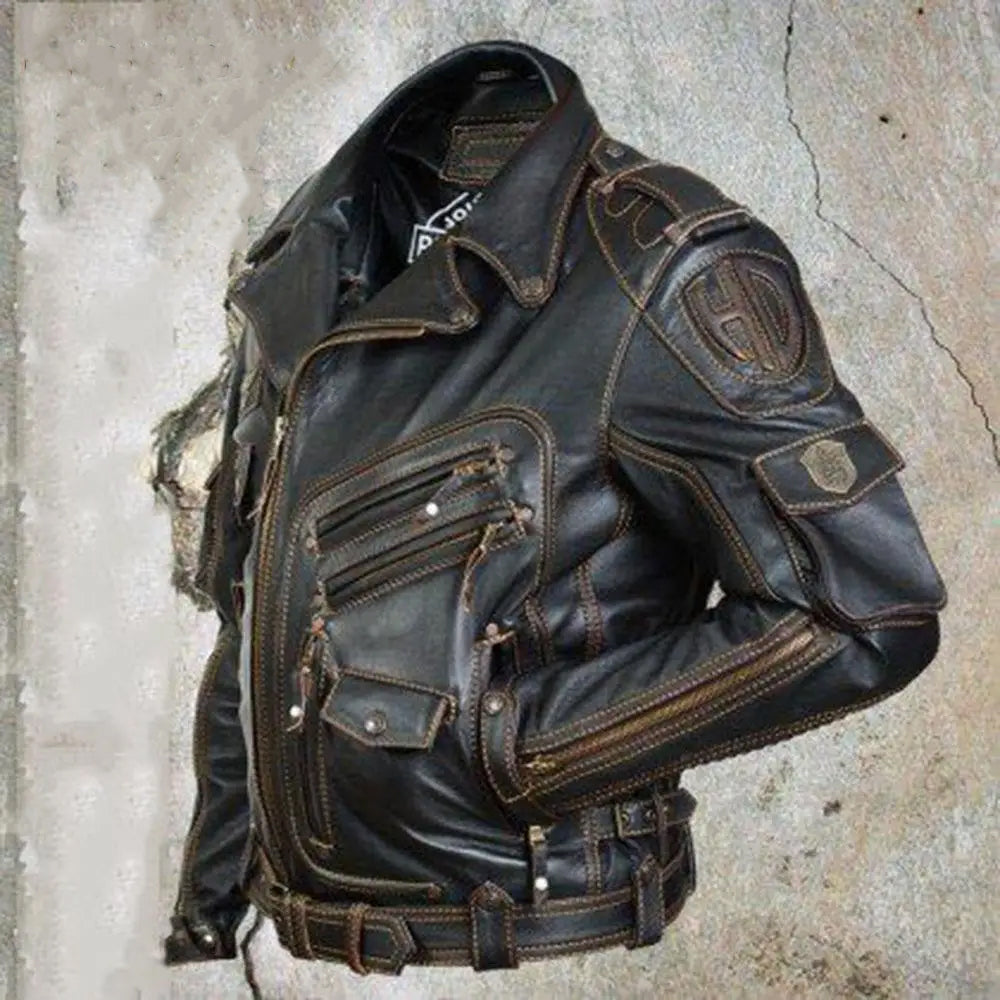 Men's Biker Leather Jacket Black