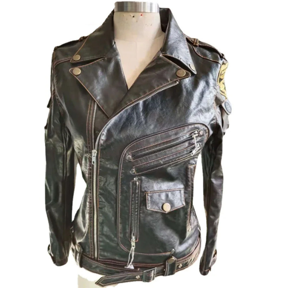 Men's Biker Leather Jacket Black