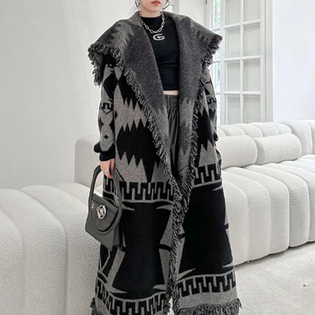 Women's Long Knitted Cardigan Black