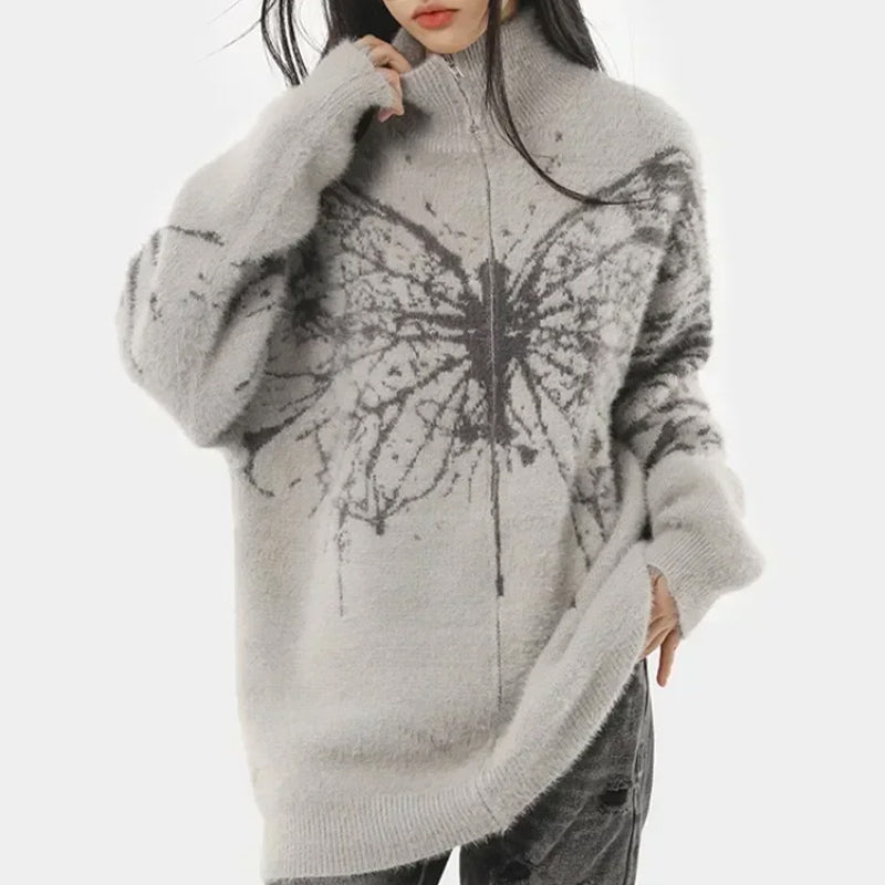 Women's Fluffy Butterfly Cardigan Black