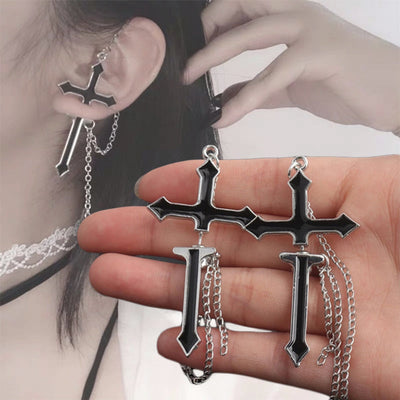 Trendy Metal Cross Earrings