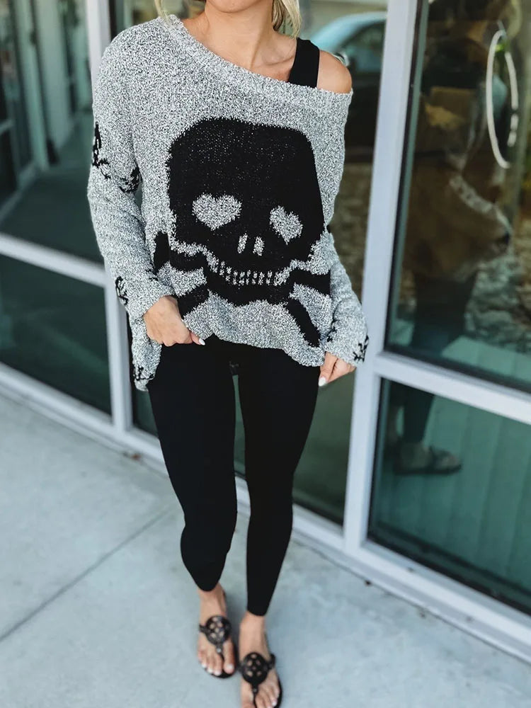 Women's Skull Sweater Gray