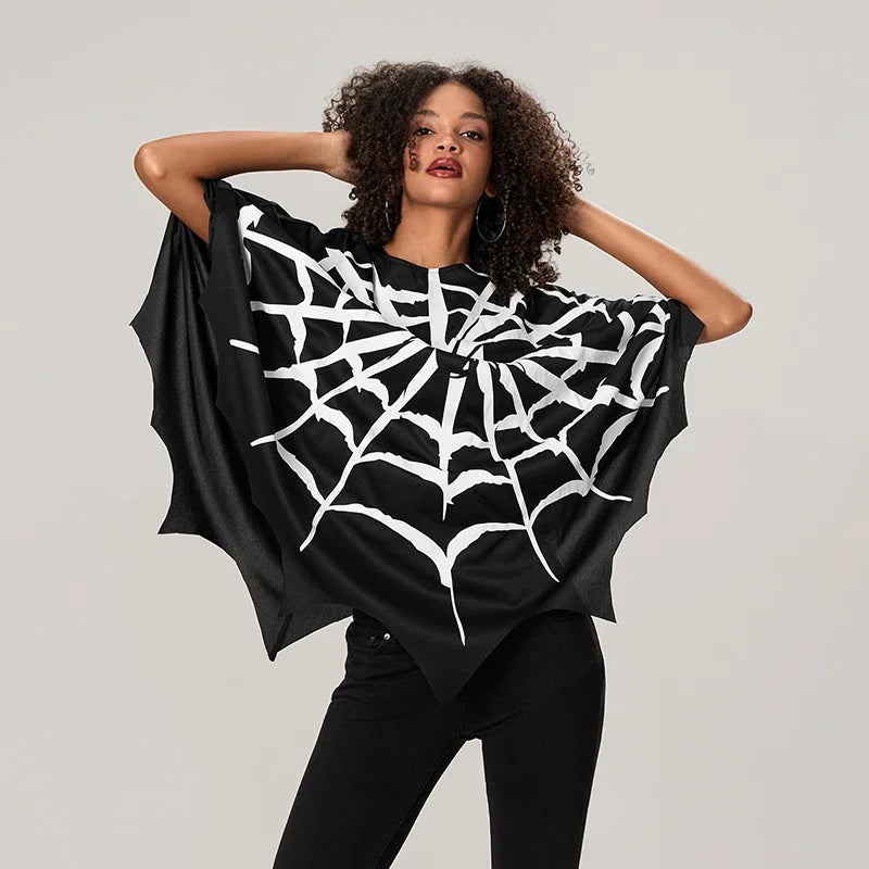 Women's Spider Web Cape Black