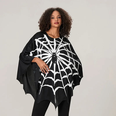 Women's Spider Web Cape Black