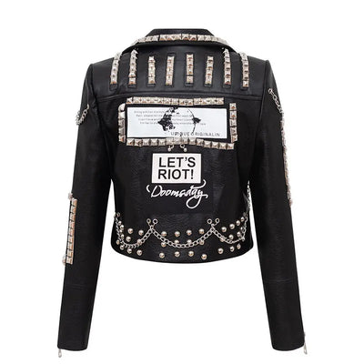 Punk Style Rivet Leather Jacket