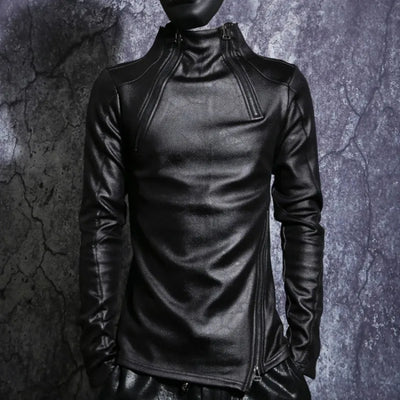 Men's Leather Pullover Black