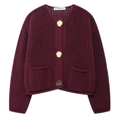 Women's Knitted Cardigan Burgundy