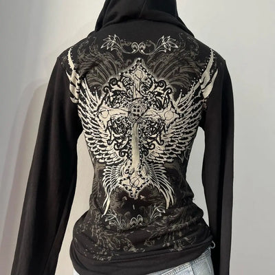 Women's Gothic Hooded Pullover Black