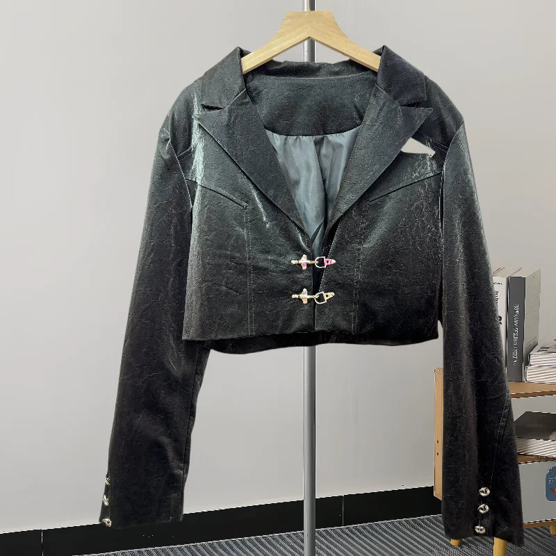 Women's Cropped Leather Jacket