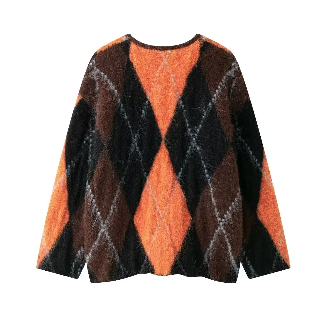 Women's Knitted Cardigan Orange