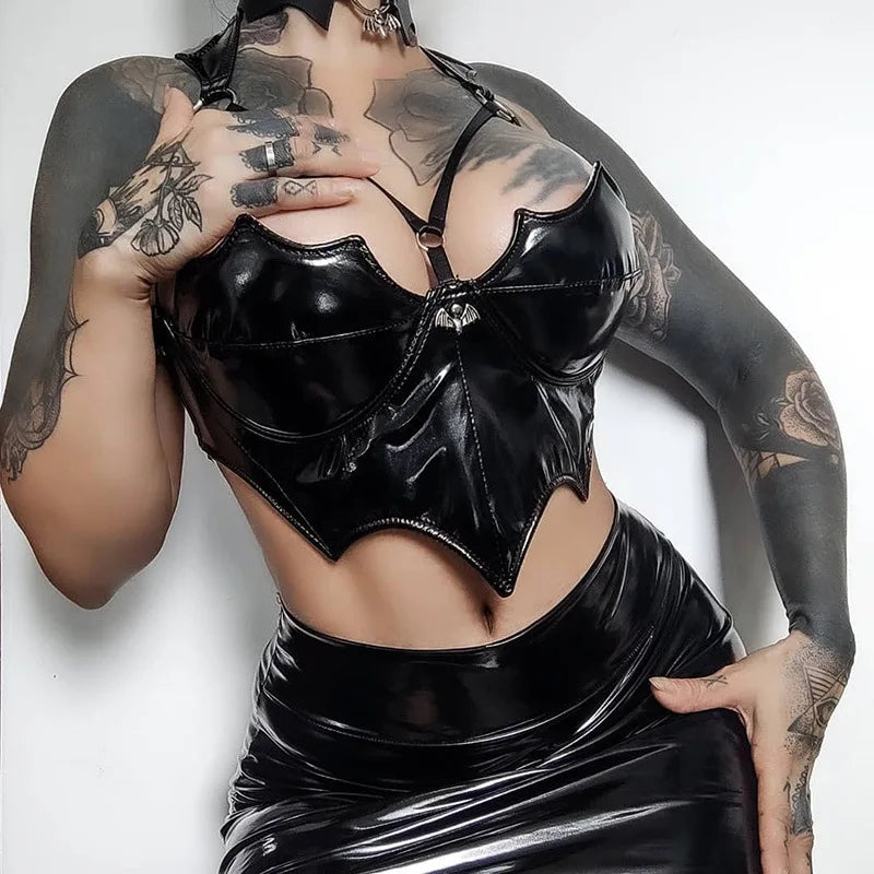 Leather Goth Top