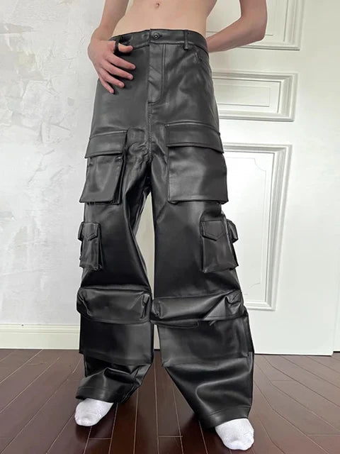 Men's Cargo Leather Pants