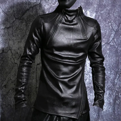 Men's Leather Pullover Black